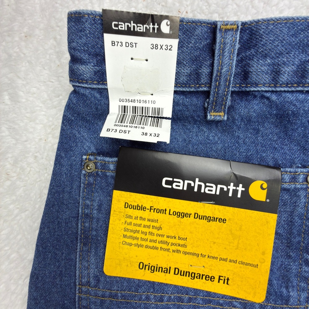 Carhartt Double Front Washed Logger Dungaree Jeans B73 DST Darkstone 38x32 NWT